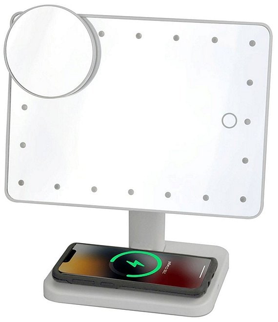 Glam Studio Vanity Mirror and Bluetooth Speaker-White