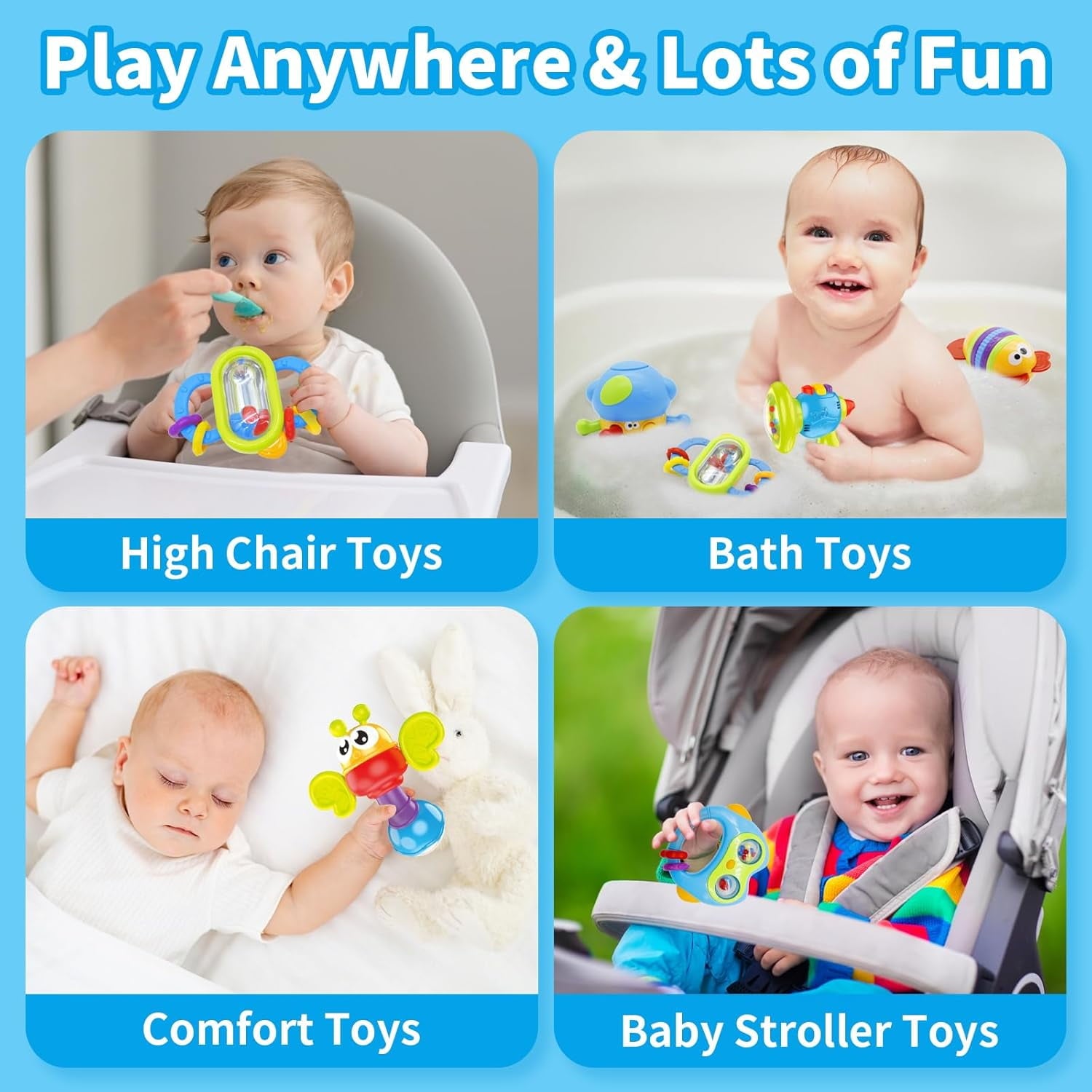 10 Piece Baby Rattles