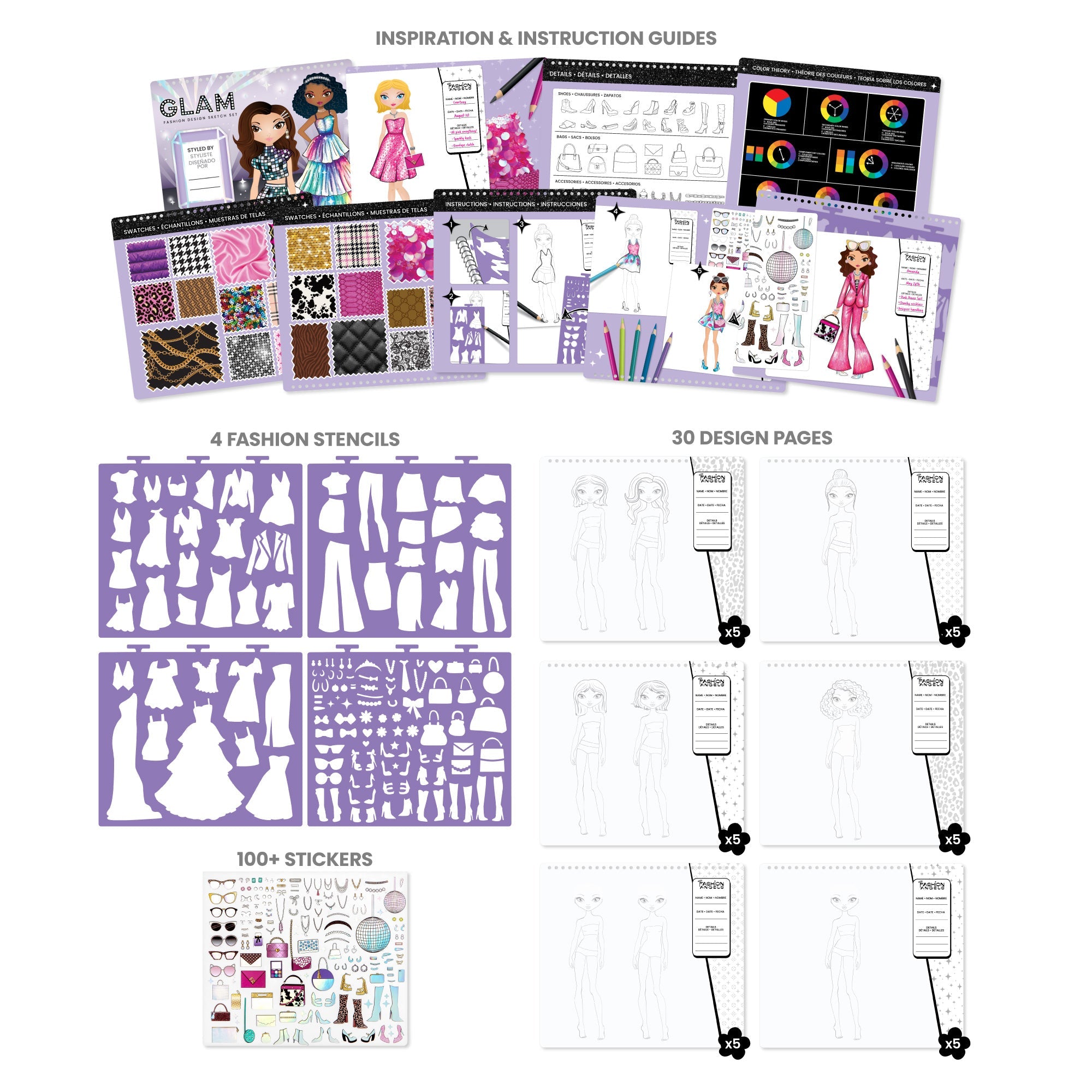 Glam Fashion Design Sketch Portfolio Kit for Aspiring Young Designers