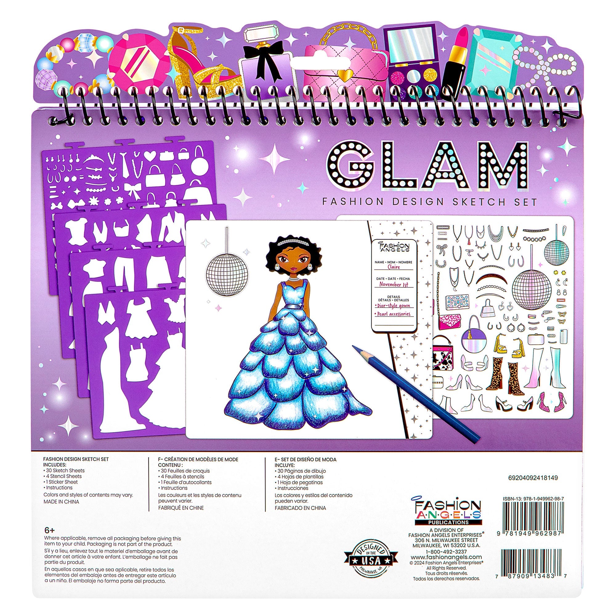 Glam Fashion Design Sketch Portfolio Kit for Aspiring Young Designers