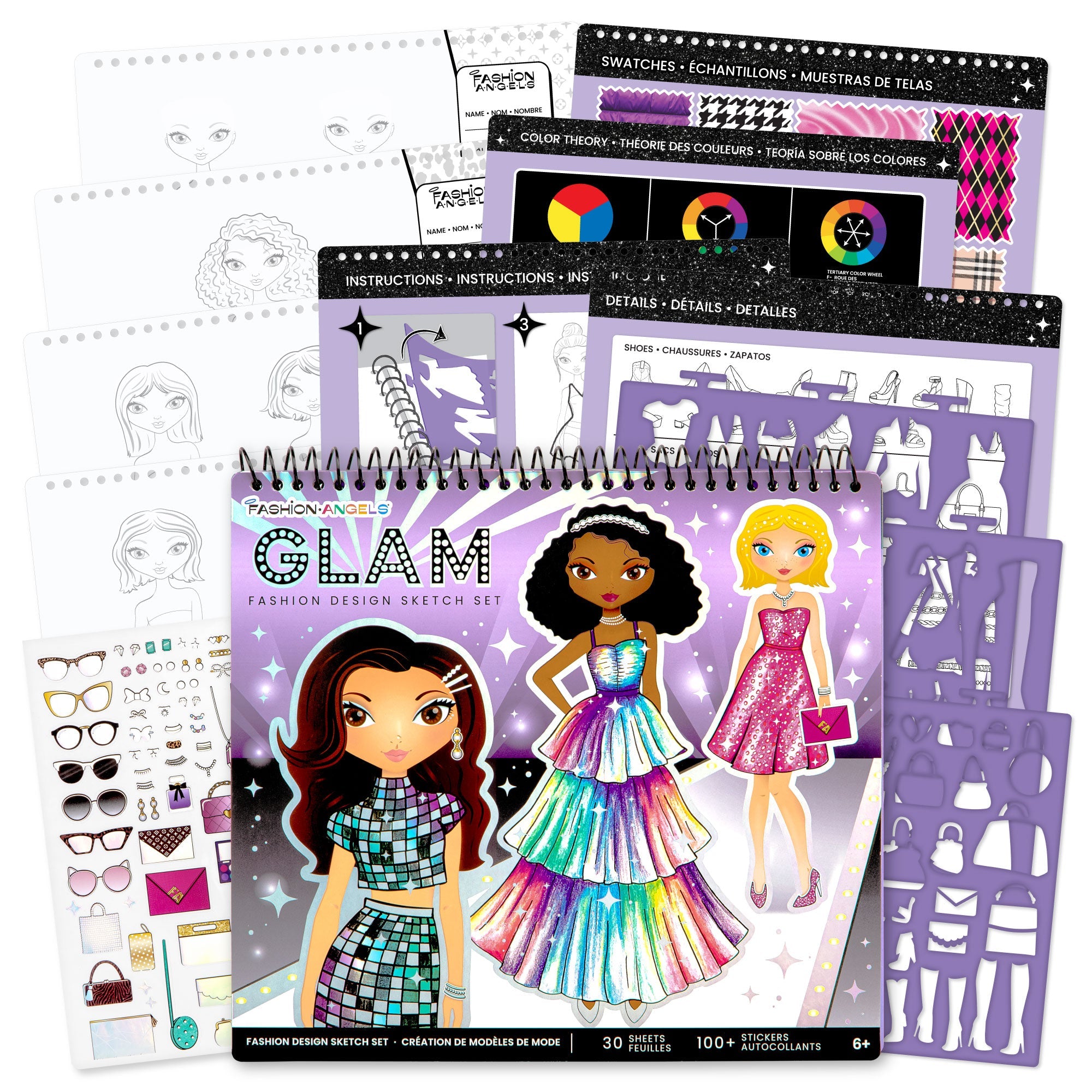 Glam Fashion Design Sketch Portfolio Kit for Aspiring Young Designers