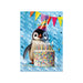 Penguin Foil Birthday Greeting Card with Festive Cake Design