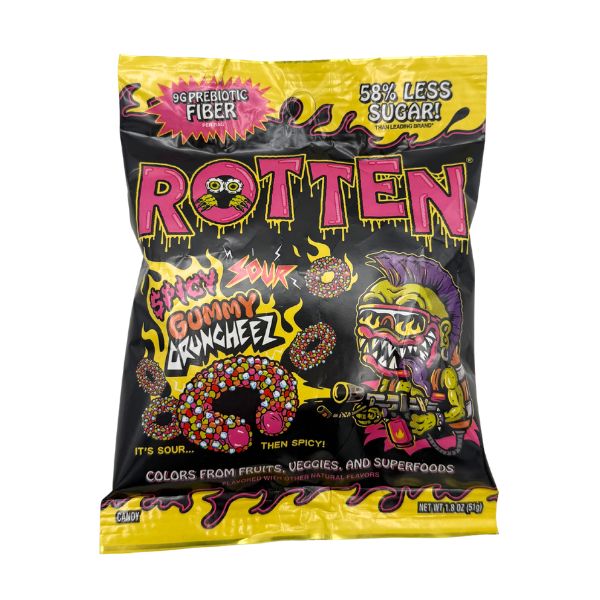 Rotten Spicy Sour Gummy Cruncheez 1.8oz Bags 8-Pack