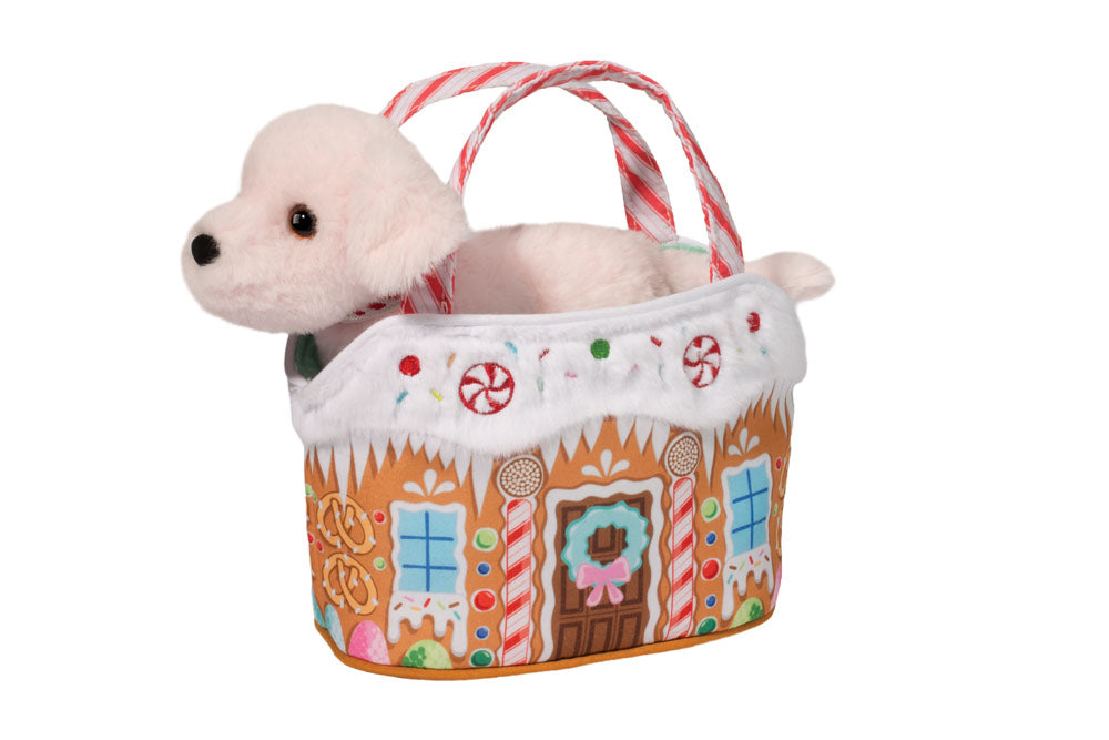 Douglas Holiday Candy Lane Plush Toy Purse with Pink Dog