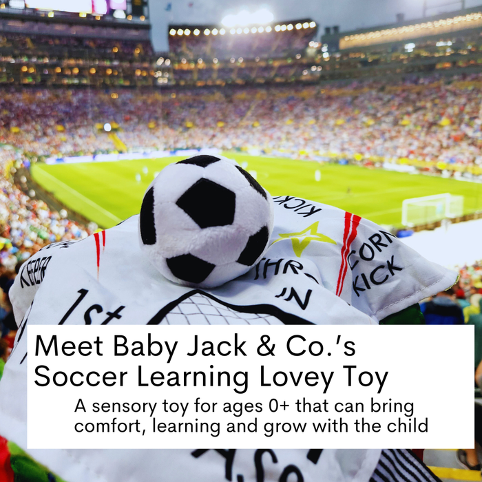 Soccer Crinkle Baby Learning Lovey Tag Stroller Toy 10" x 10"