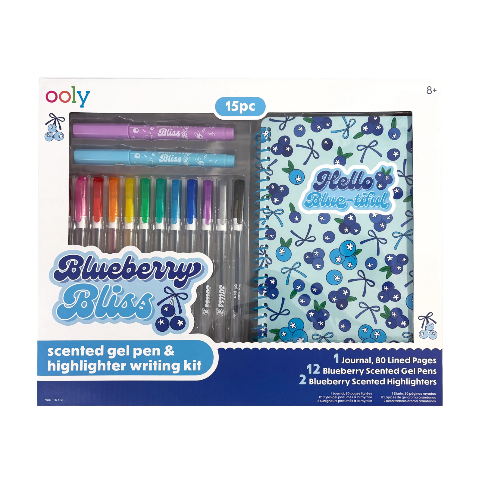 Blueberry Bliss - Scented Gel Pen and Highlighter Stationary Set