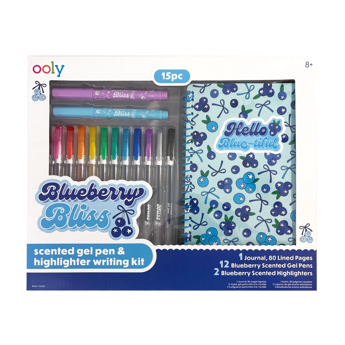 Blueberry Bliss - Scented Gel Pen and Highlighter Stationary Set
