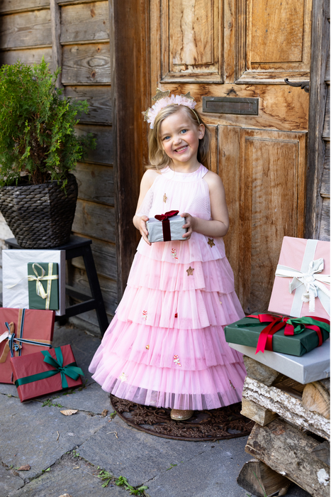 Blush Christmas Tree Dress & Headpiece - Size 3-4