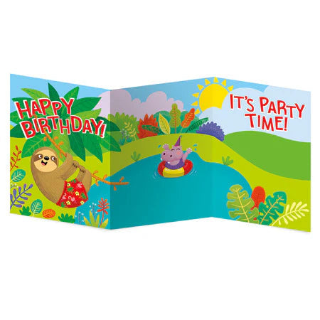 BIRTHDAY CARD: DECORATE YOUR OWN CARD PARTY ANIMAL TRIFOLD