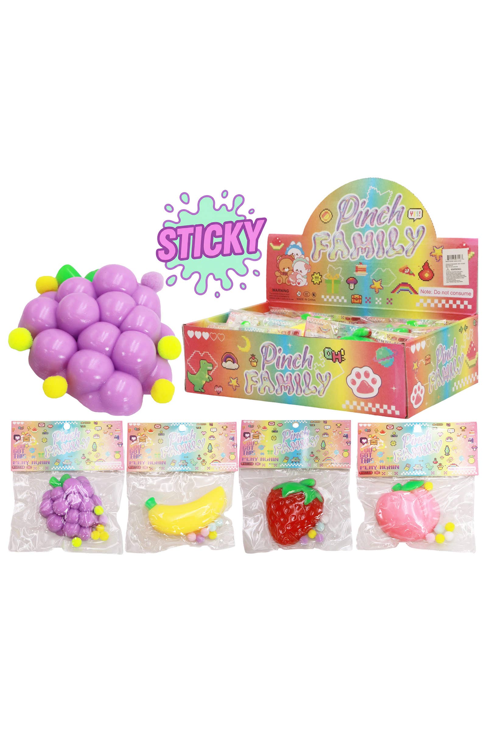 Fruit Variety Sticky Mochi Squishy Bag