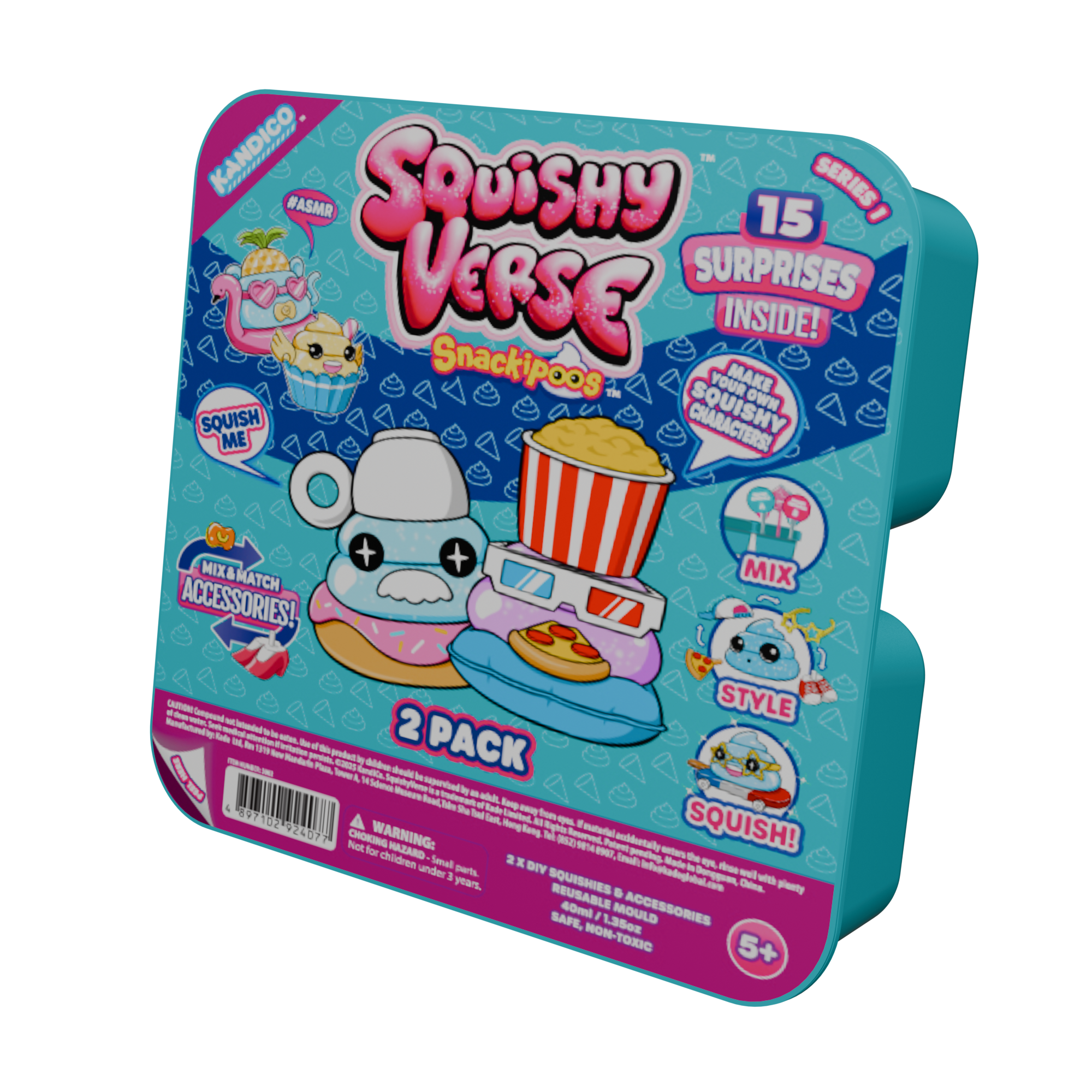 Squishyverse 2-Pack DIY Squishy Surprise Toys: Create Collectible Snackipoo Characters