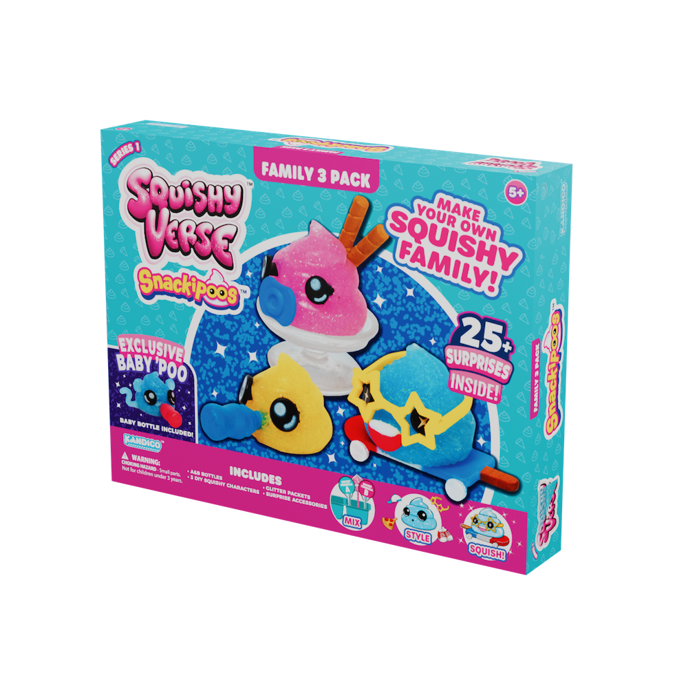Squishyverse DIY Squishy Snackipoo Family Pack: 3 Surprise Toys with Exclusive Baby