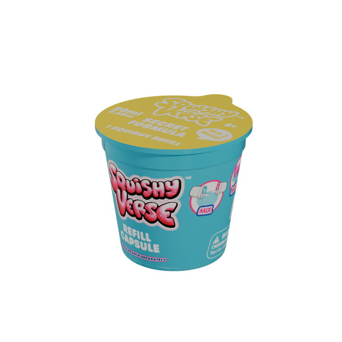 Squishy Refill Capsules: DIY Kit with Bio-Glitter, 4 Assorted Colors