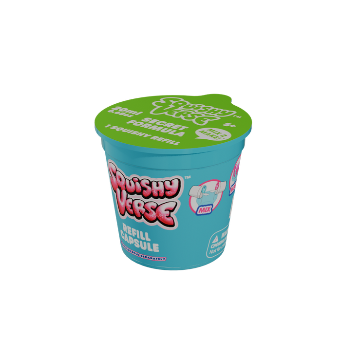 Squishy Refill Capsules: DIY Kit with Bio-Glitter, 4 Assorted Colors