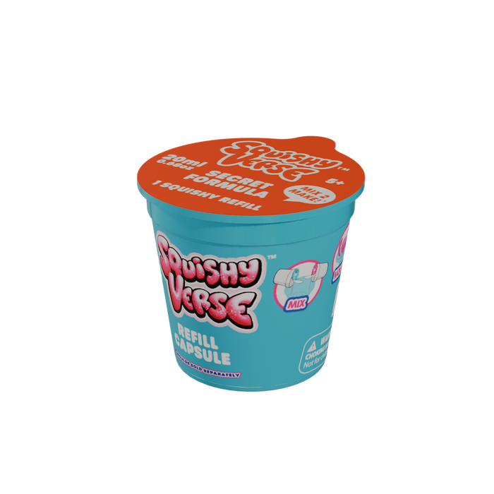 Squishy Refill Capsules: DIY Kit with Bio-Glitter, 4 Assorted Colors