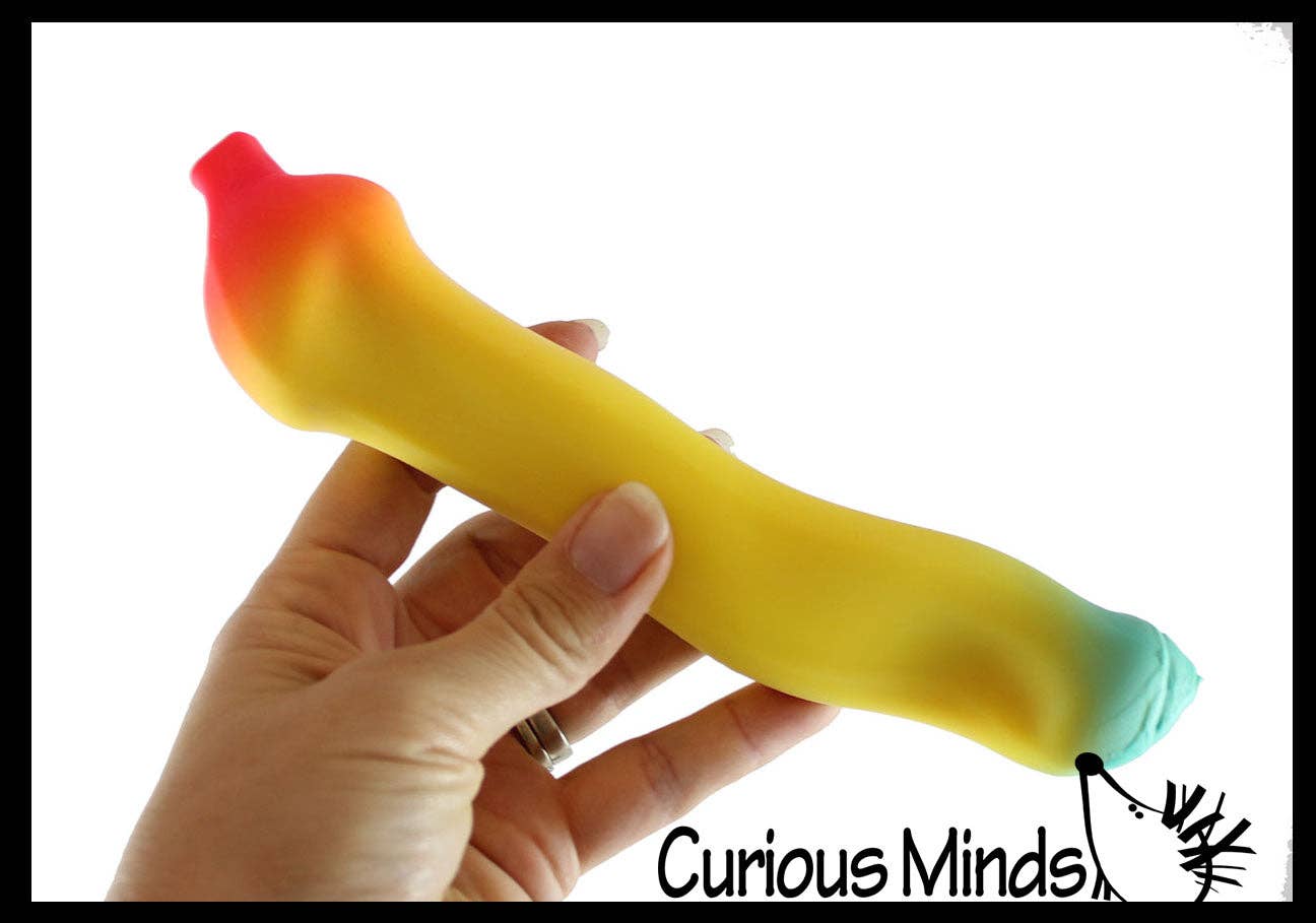 Single Rainbow Colored Squishy Sand Banana - Moldable Sensory,