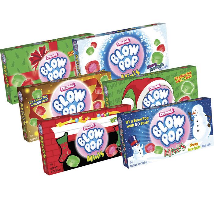 Charms Blow Pop Minis Christmas Theater Box Candy 3 oz 12-Count