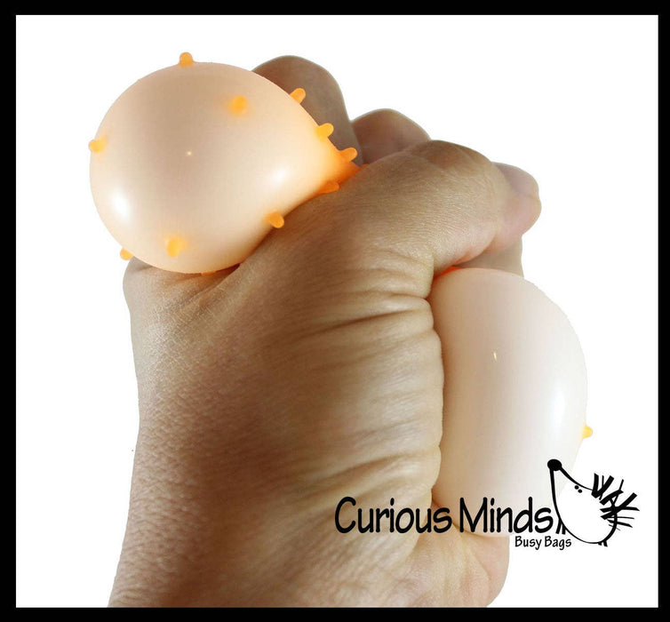 Single Spiky Bumpy Soft Doh Filled 1.7" Stress Ball - Squishy