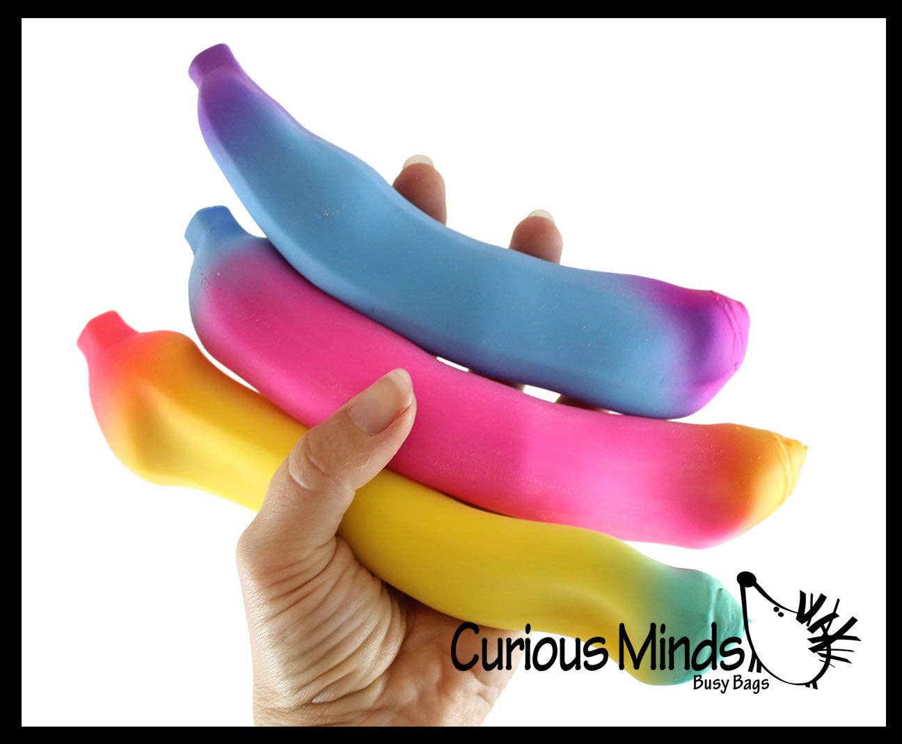 Single Rainbow Colored Squishy Sand Banana - Moldable Sensory,
