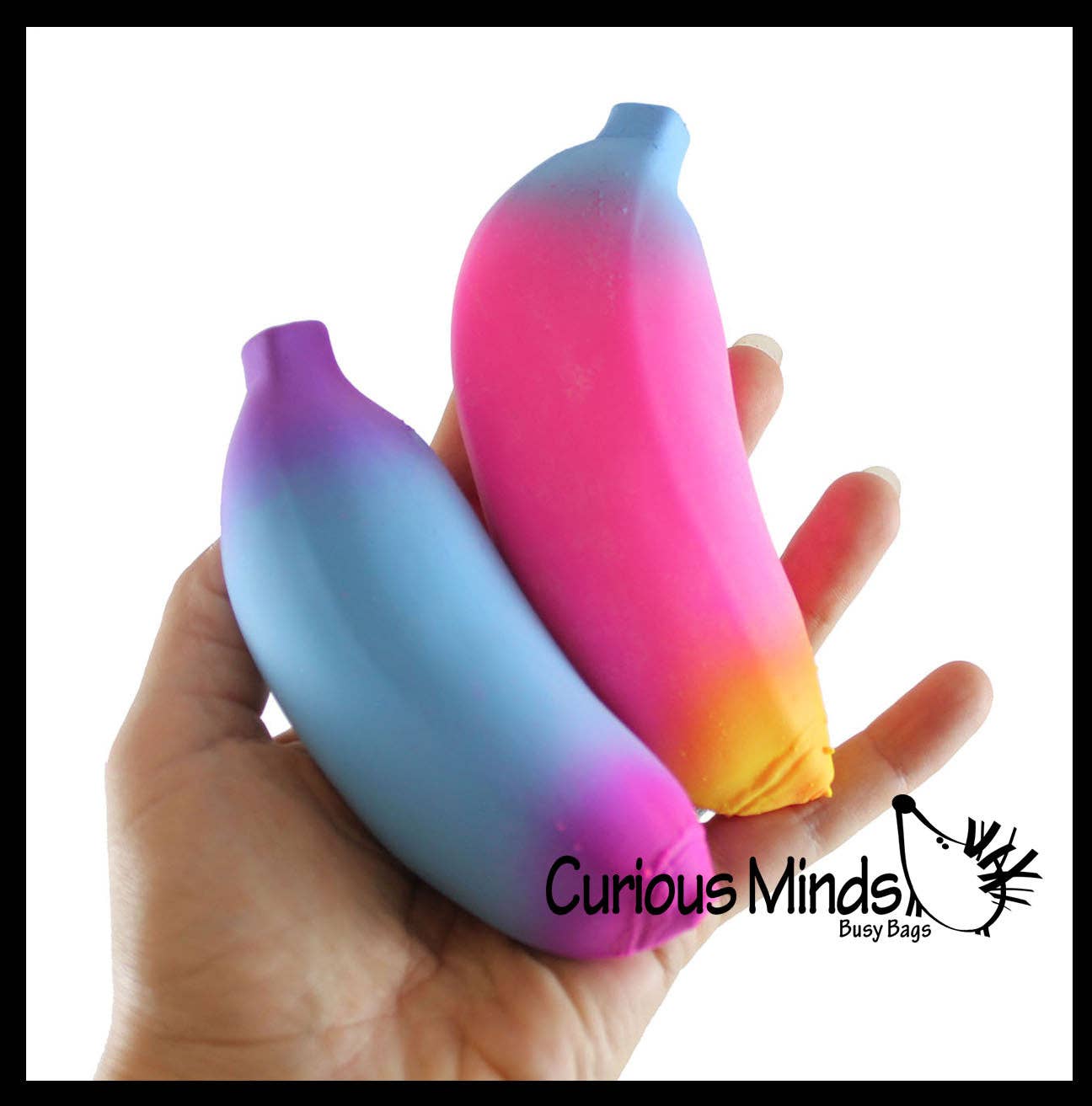 Single Rainbow Colored Squishy Sand Banana - Moldable Sensory,