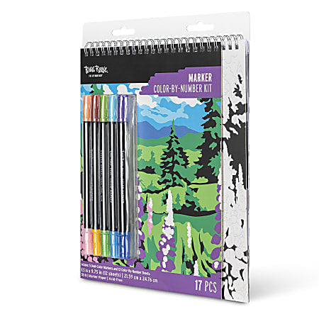 Brea Reese Color-by-Number Marker Pad Kit Mountain Landscapes