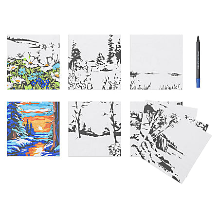 Brea Reese Color-by-Number Marker Pad Kit Mountain Landscapes