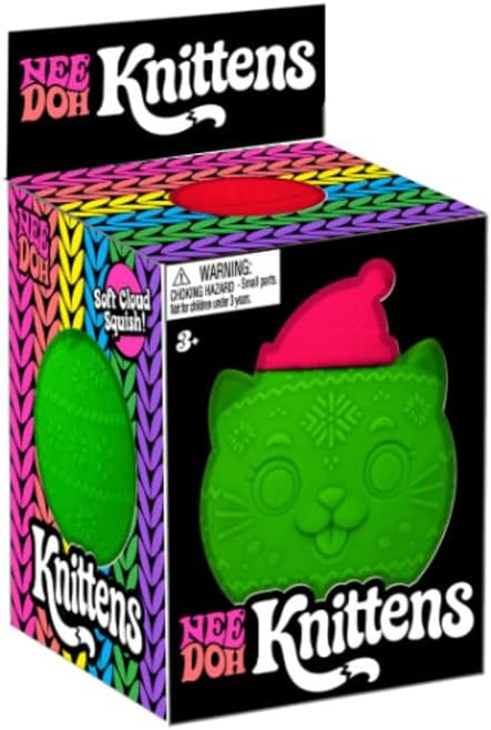 Schylling NeeDoh Squishmas Knittens Sensory Squeeze Toy Knitted Cat
