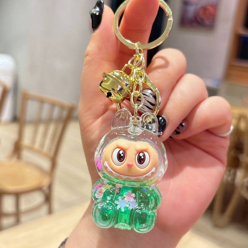 Shiny quicksand cute monster keychain