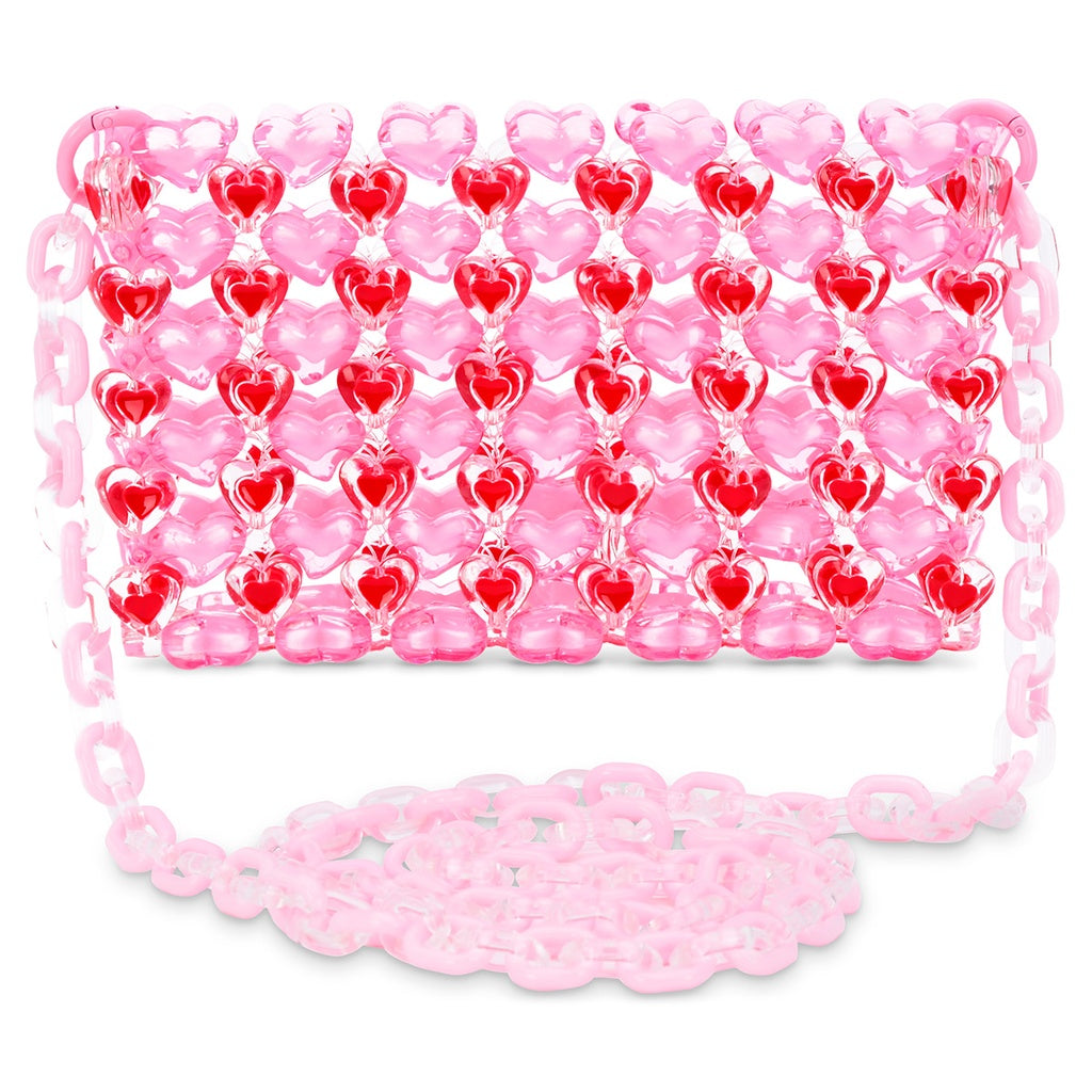 Pink Hearts Beaded Crossb