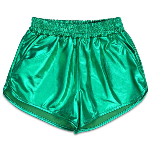 Green Metallic Shorts -  Medium