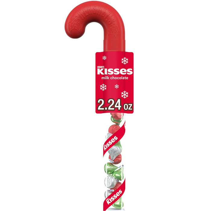 HERSHEY'S KISSES Chocolate Filled Candy Cane Christmas Candy 2.24oz