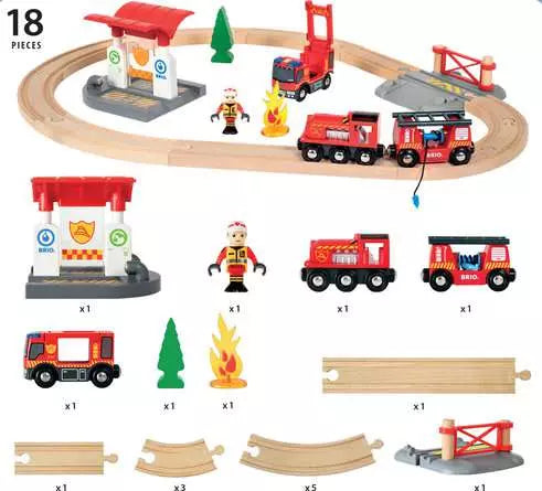 BRIO World Firefighter Train Set