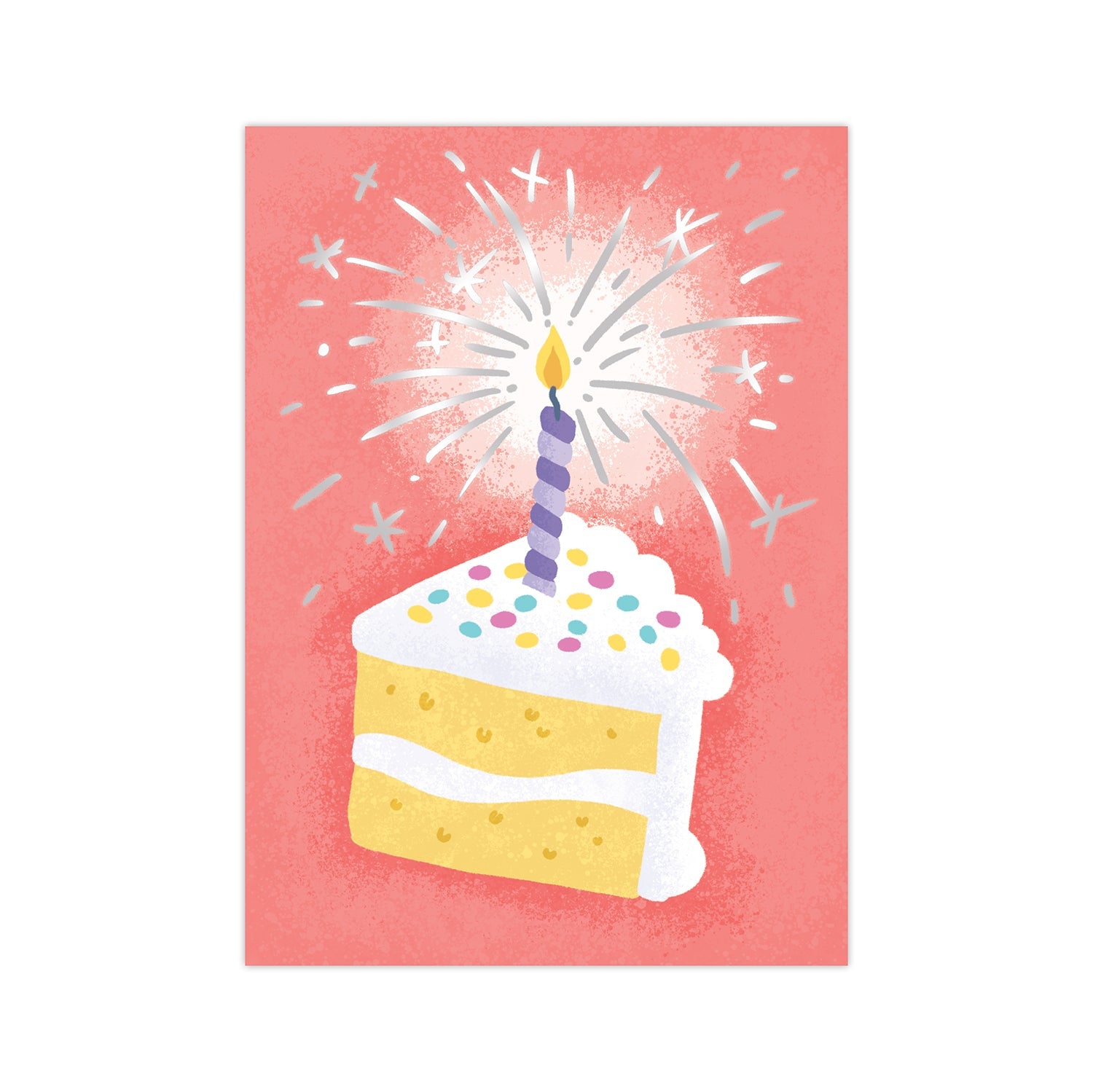 GLITTER: CANDLE IN SLICE OF BIRTHDAY CAKE