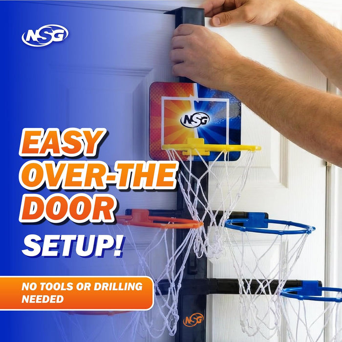 Over-the-Door 7-Hoop Race Basketball Pyramid Set