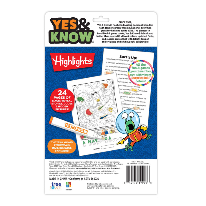 Yes & Know® Invisible Ink Trivia Game Books- Silly Stories