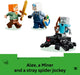 LEGO Minecraft Pickaxe Mine Building Set: Alex, Miner, Spider Jockey Figures Adventure