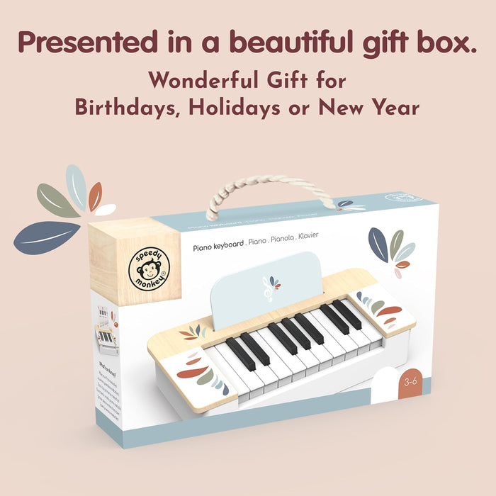 Speedy Monkey Wooden Kids Piano Musical Keyboard 11-Inch