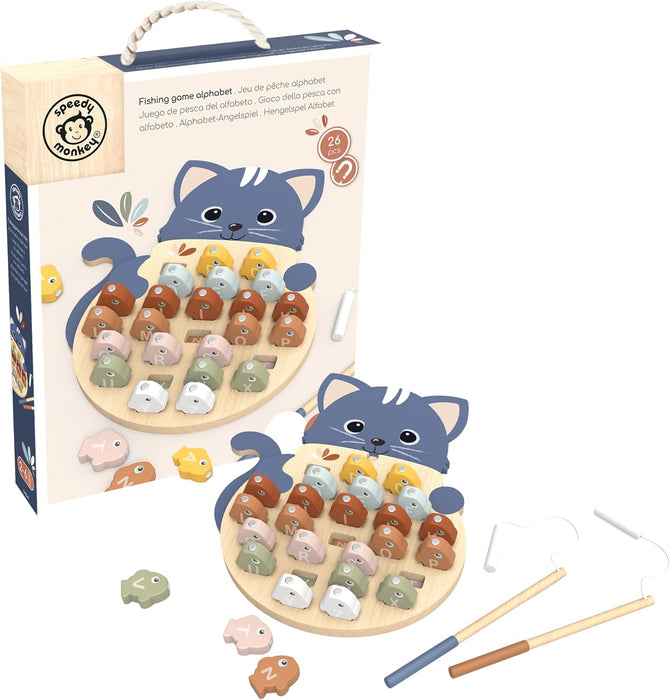 SPEEDY MONKEY Magnetic Alphabet Fishing Game Wooden Educational Toy