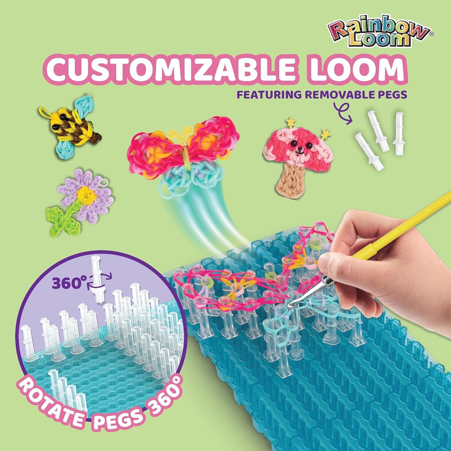 Rainbow Loom 360 Free Form DIY Craft Kit: Customizable Loom, 2800 Bands
