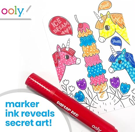 Undercover Art Hidden Pattern Coloring Activity Art Cards - Unicorn Friends