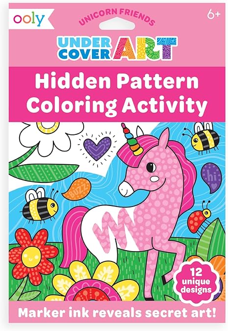 Undercover Art Hidden Pattern Coloring Activity Art Cards - Unicorn Friends