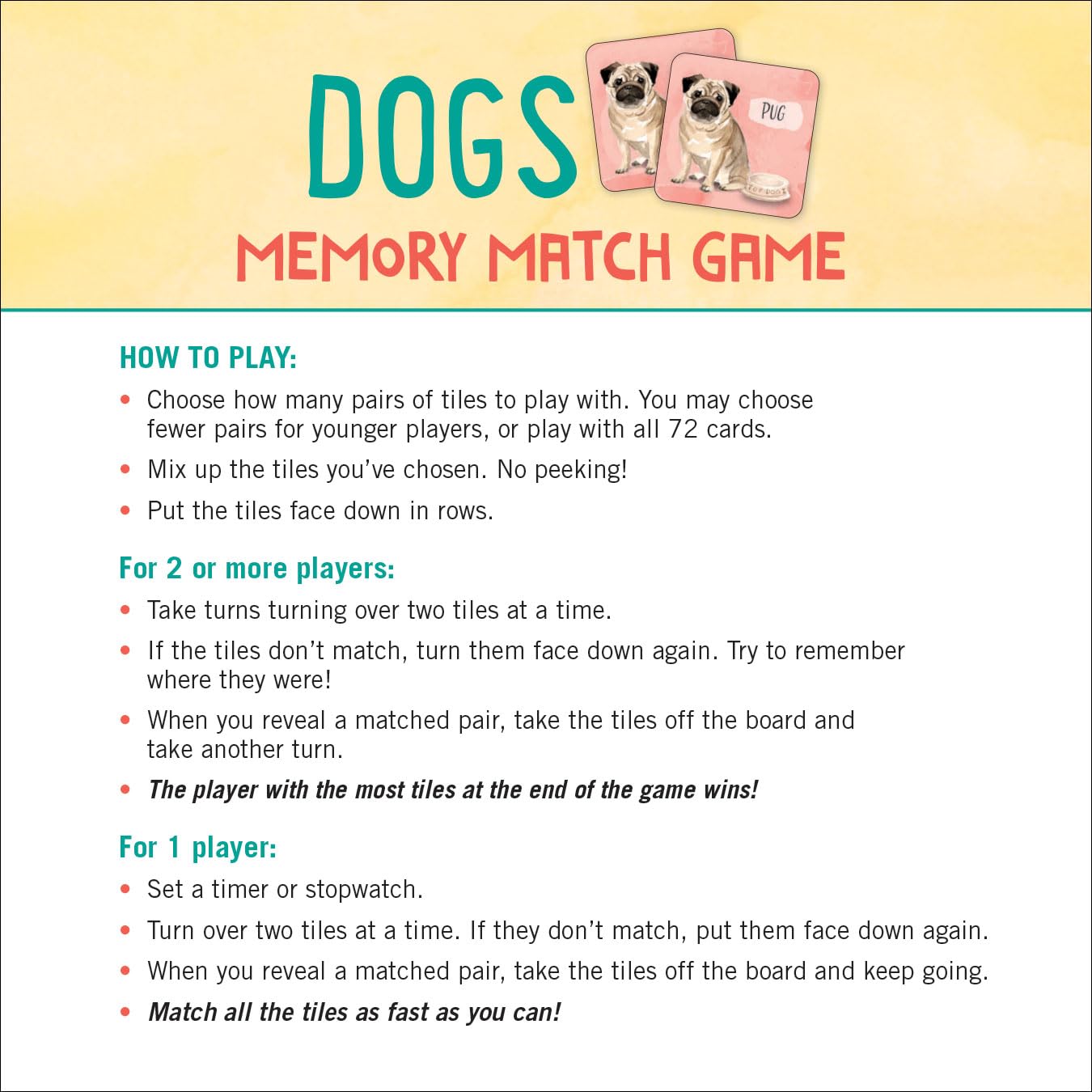 Peter Pauper Press Dogs Memory Match Game