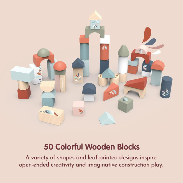 Speedy Monkey Wooden Building Blocks Set 50 Pieces FSC-Certified