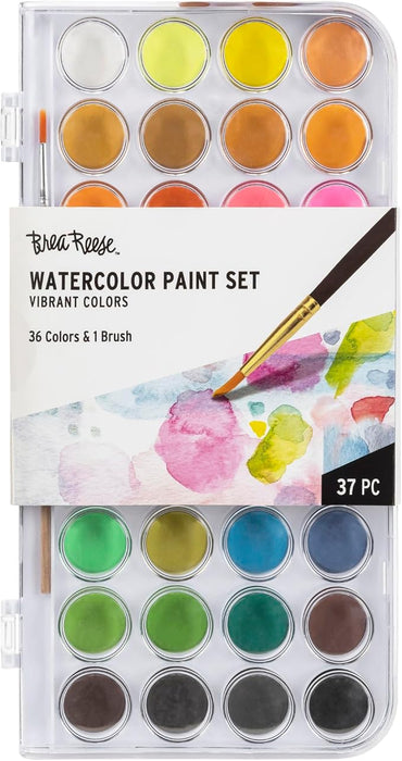Brea Reese Essential Watercolor Paint Set 36 Colors 1 Brush