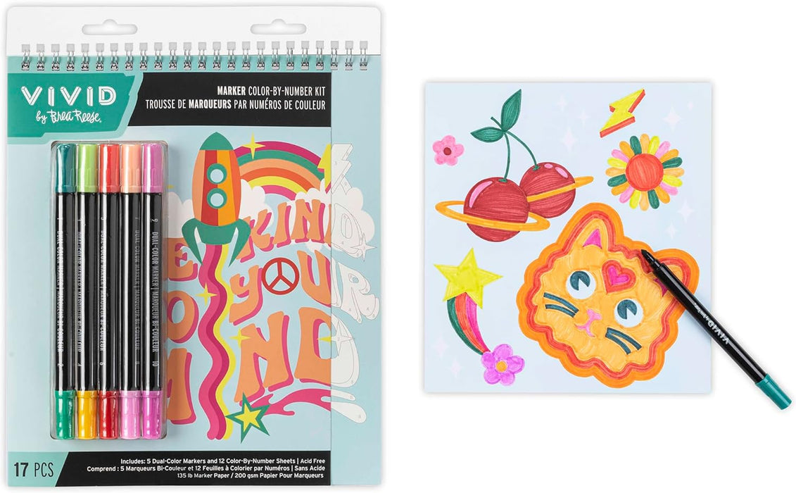 Brea Reese Vivid Marker Color-By-Number Kit Good Vibes