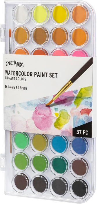 Brea Reese Essential Watercolor Paint Set 36 Colors 1 Brush