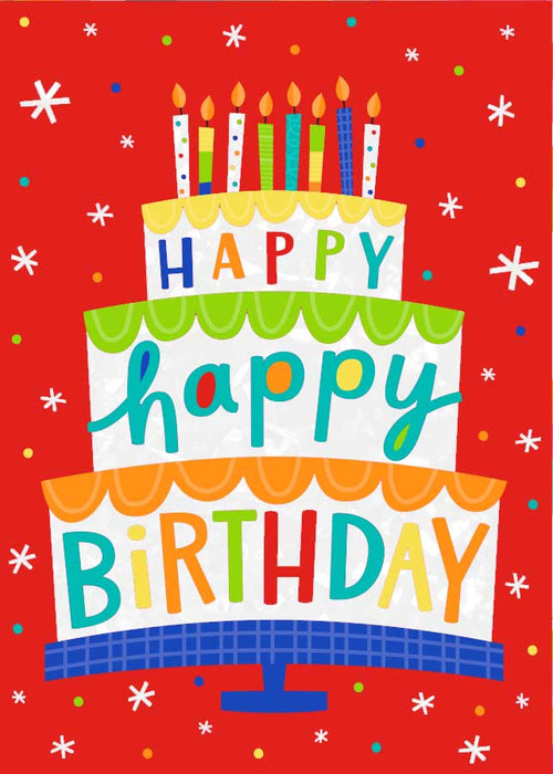 Happy Happy Birthday Cake - Foil Card