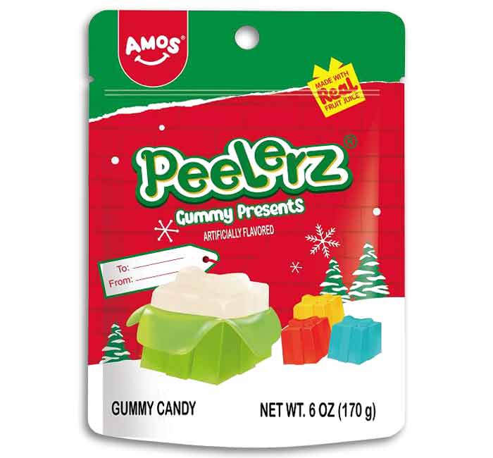 Amos Peelerz Presents Gummy Holiday Candy Bag 6 oz 12-Count