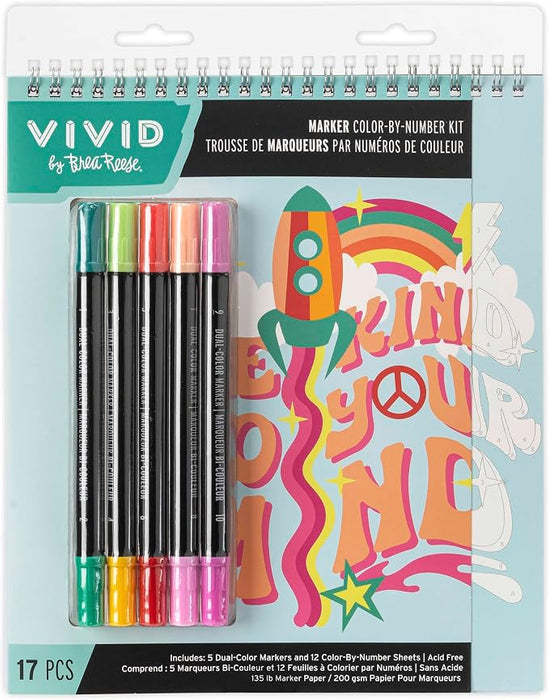 Brea Reese Vivid Marker Color-By-Number Kit Good Vibes