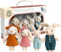 Speedy Monkey Rabbit Family Set Miniature Bunny Figures 4-Piece